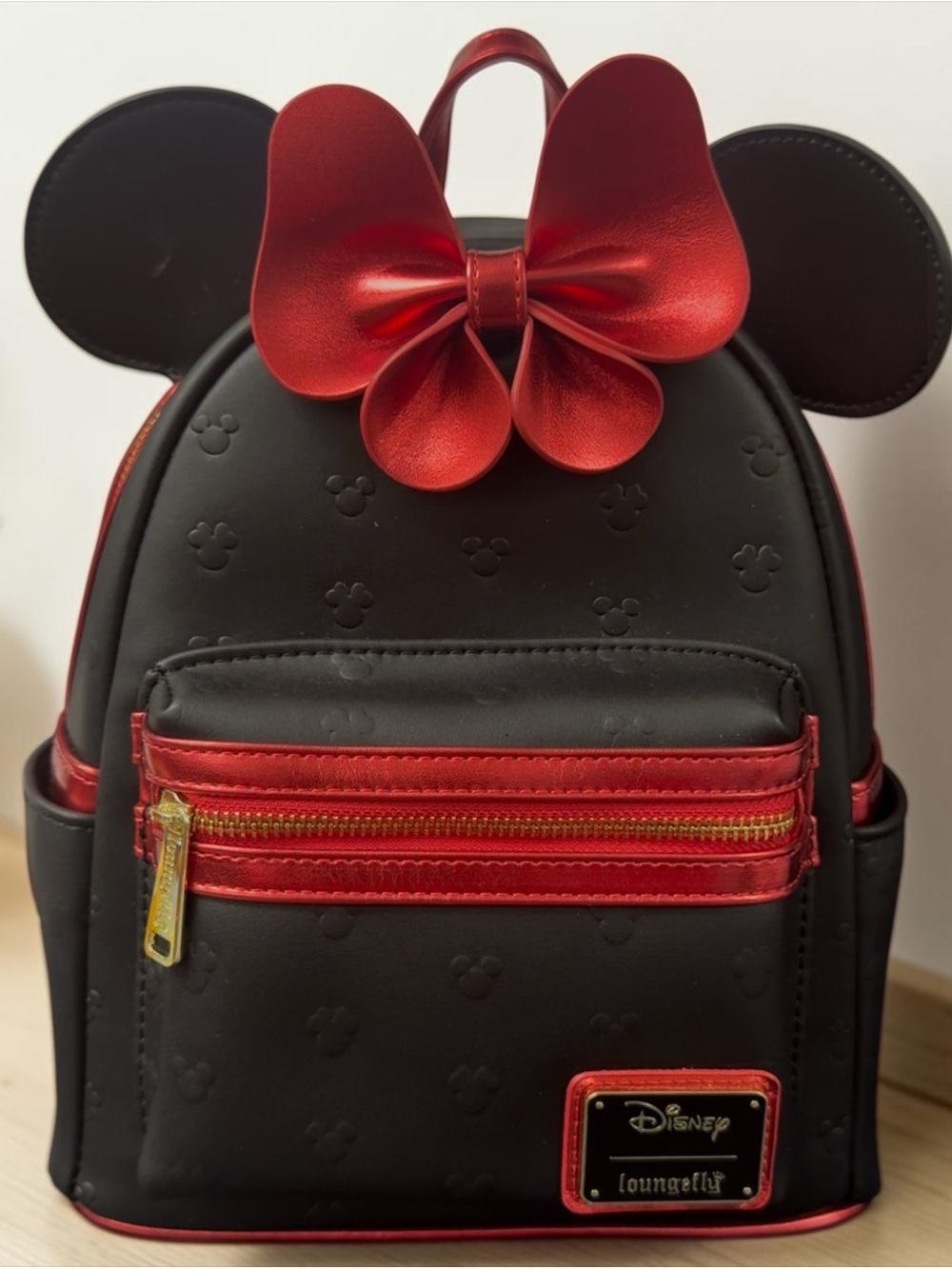 Loungefly Black Mini Backpack with Red Bow Accent